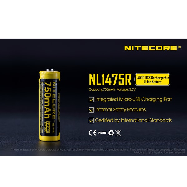 NL1475R 750mAh USB Rechargeable 14500 Battery